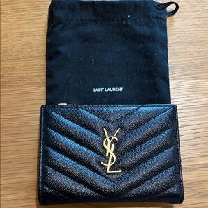 Saint Laurent Cassandre Matelasse Fragments Zipped Bi-Fold Wallet